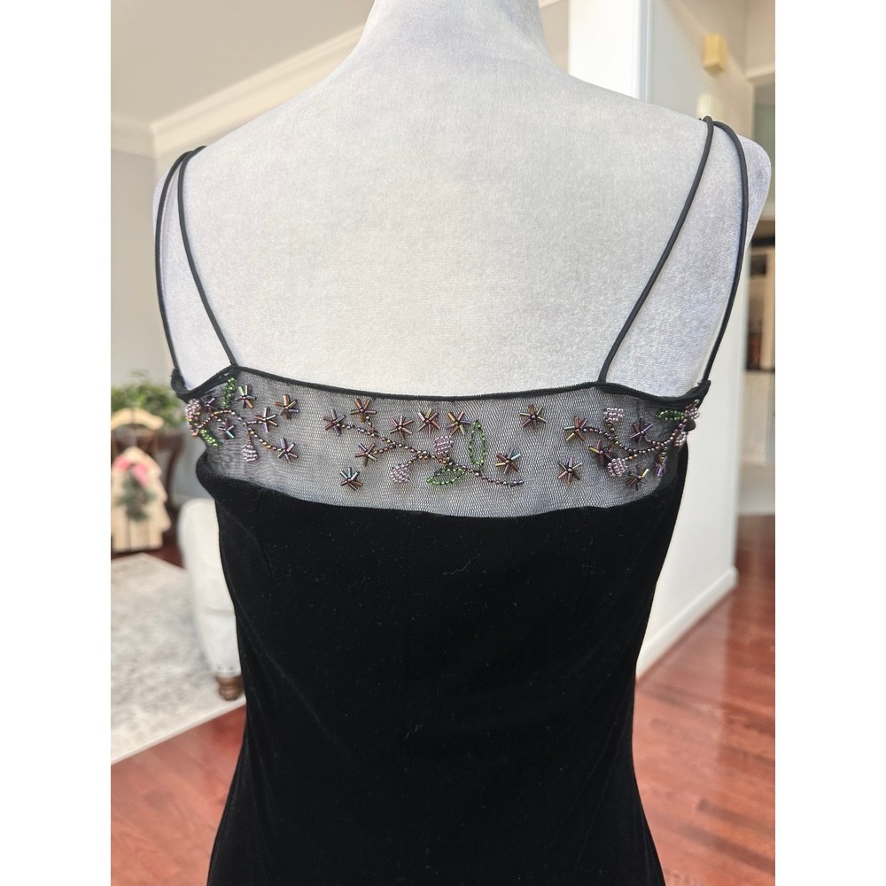 Rimini by Show Black Velour Beaded Floral Feminine Y2K Cocktail Dress Size 2 - Picture 7 of 12